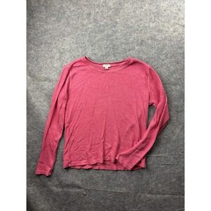 Dylan Pink Waffle Knit Long Sleeve Thermal Top Size Small Boho Preppy Colorful